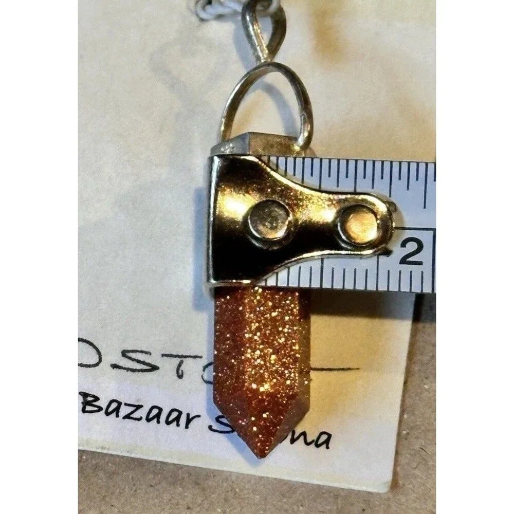 Goldstone Energy Pendant 925 Silver mount Confidence Strength Mystical Sedona